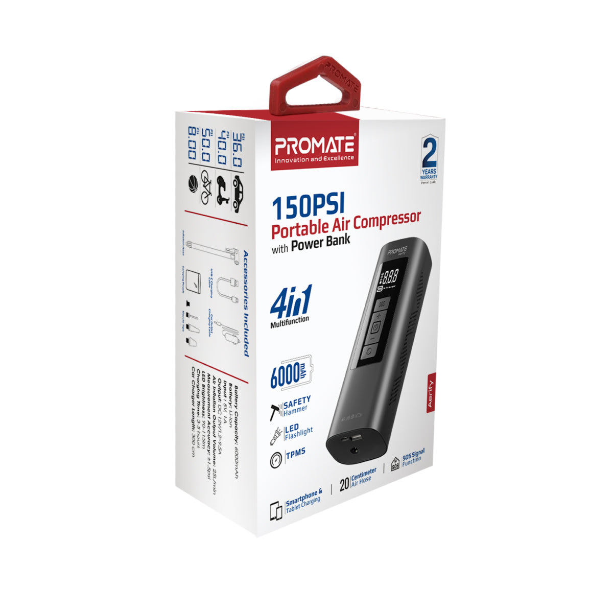 150PSI draagbare luchtcompressor met powerbank