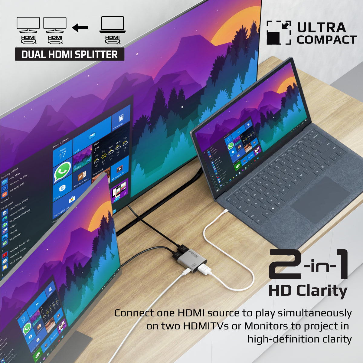 4K@60Hz HDMI® Splitter with Dual HDMI® Output