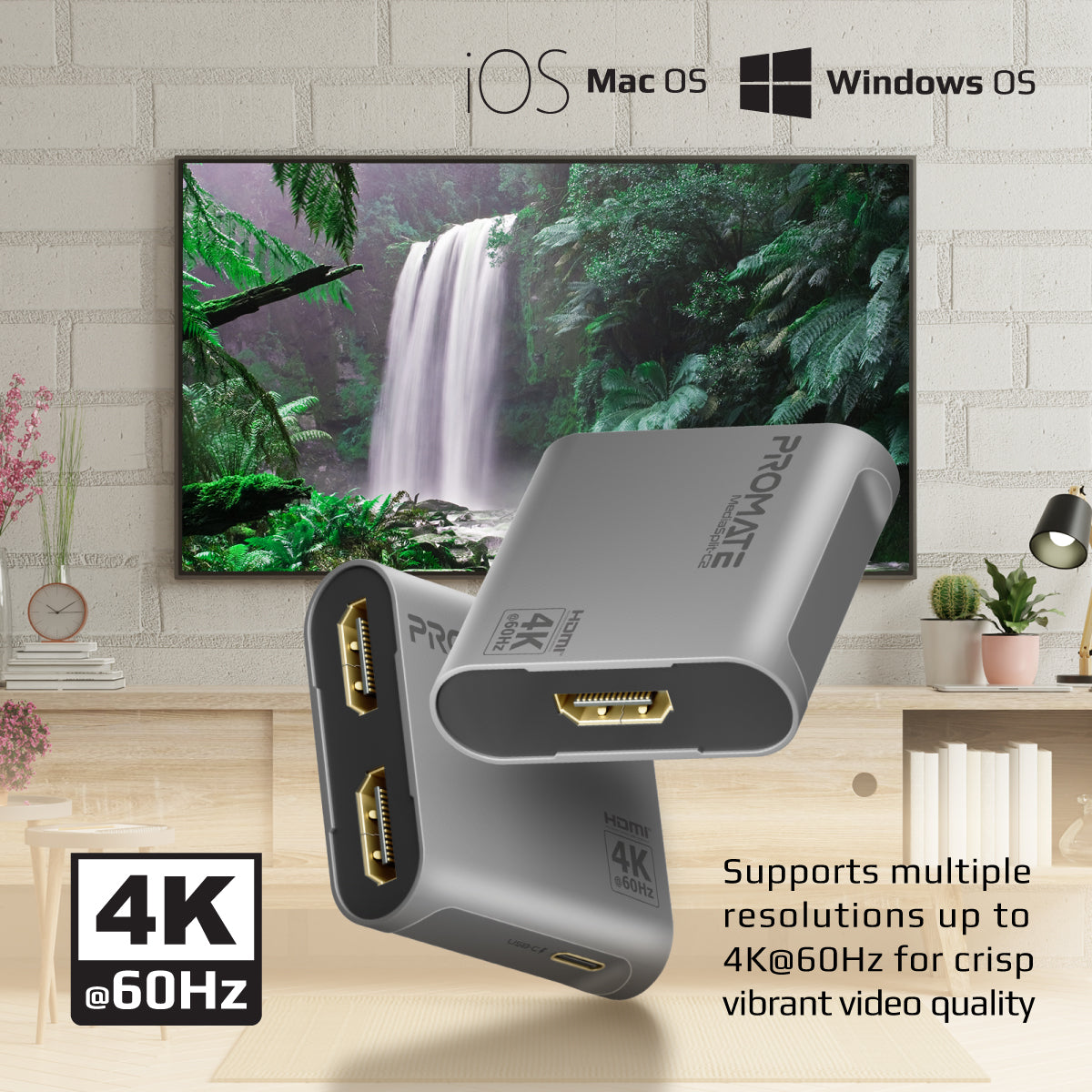 4K@60Hz HDMI® Splitter with Dual HDMI® Output