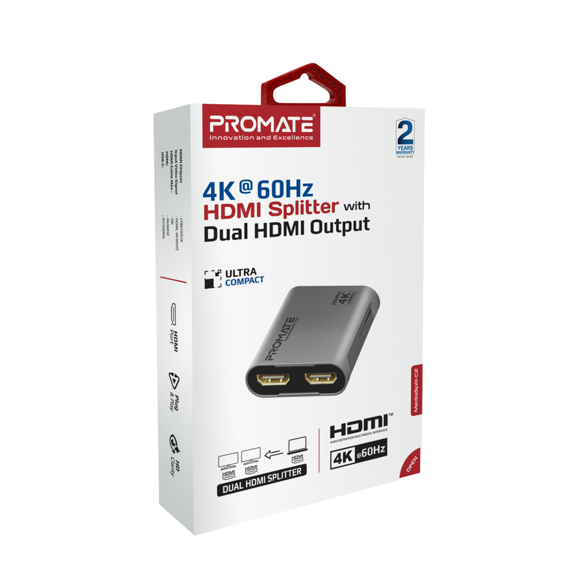 4K@60Hz HDMI® Splitter with Dual HDMI® Output