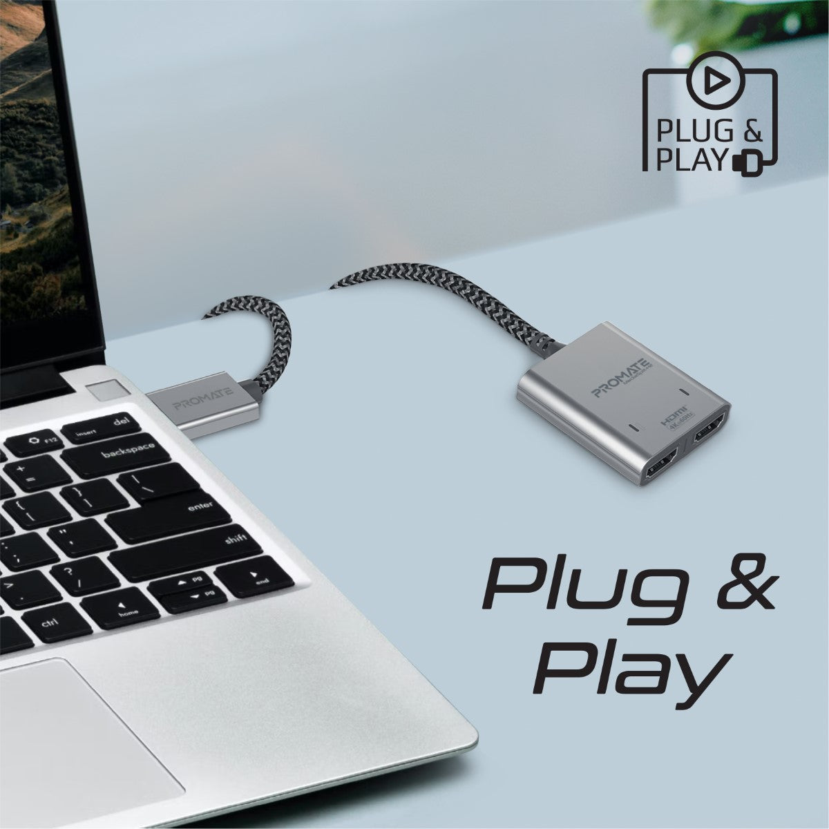 4K@60Hz HDMI® Splitter Cable with Dual HDMI® Ports