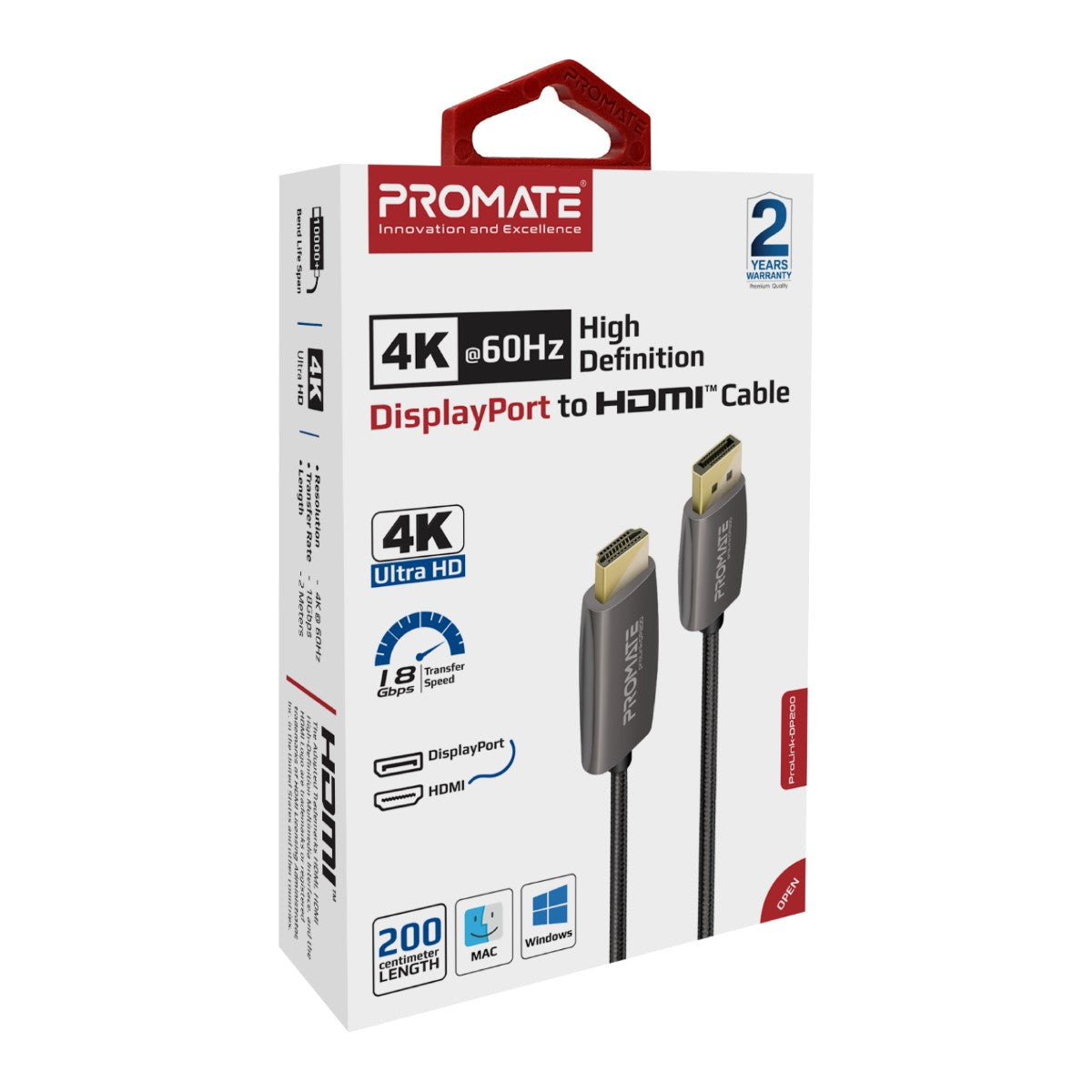 4K@60Hz High-Definition DisplayPort to HDMI<sup>®</sup> Cable