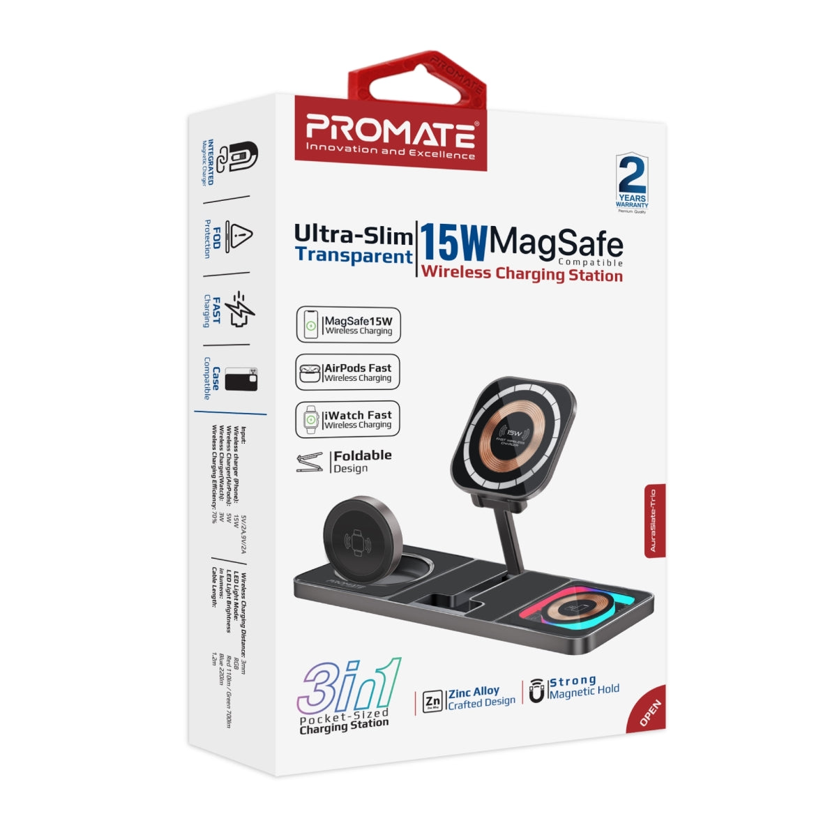 Ultraslank, transparant 15W MagSafe-compatibel draadloos oplaadstation