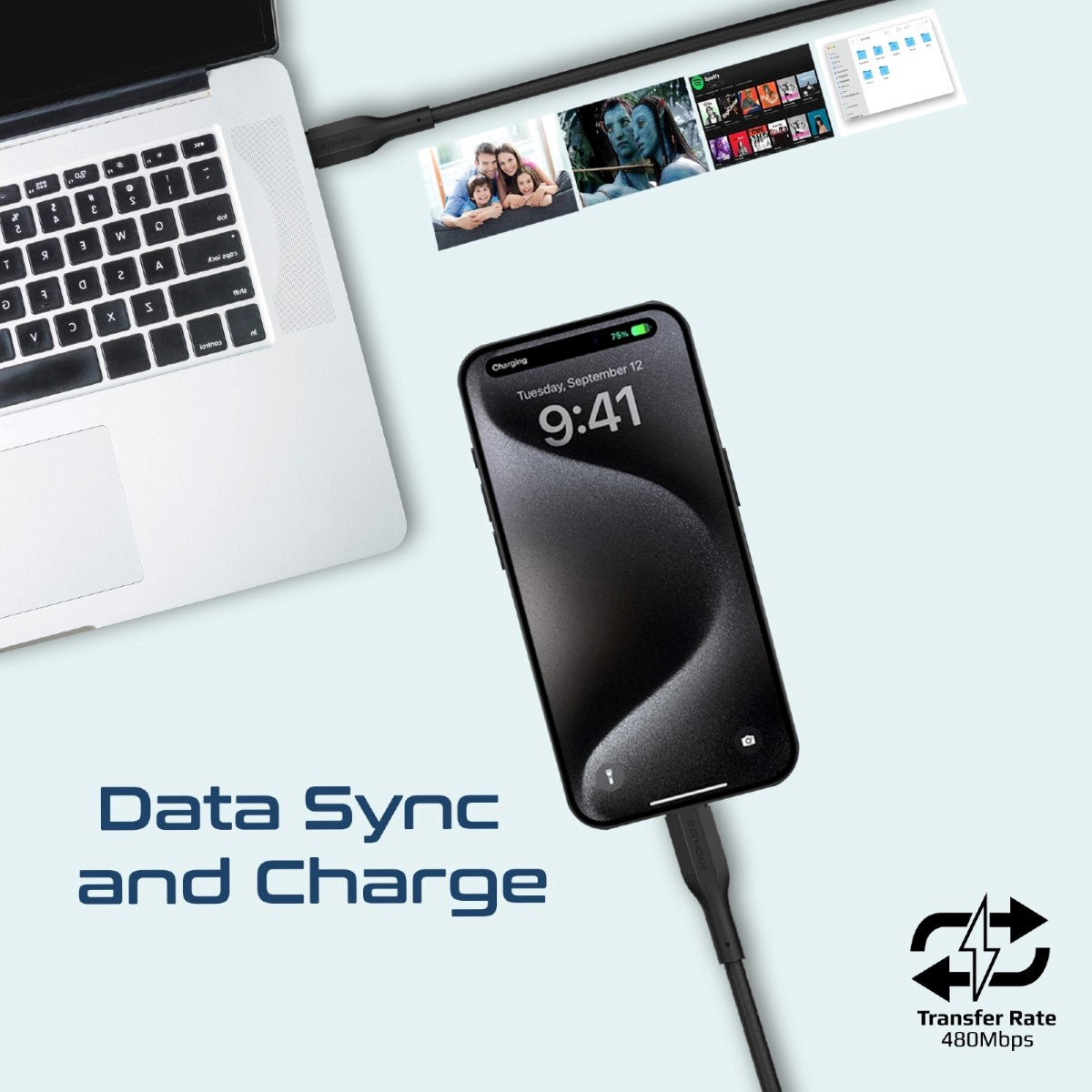 3Pcs High Tensile Strength Data & Charge USB-C Cable kit