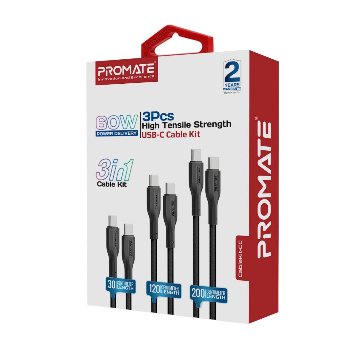 3Pcs High Tensile Strength Data & Charge USB-C Cable kit
