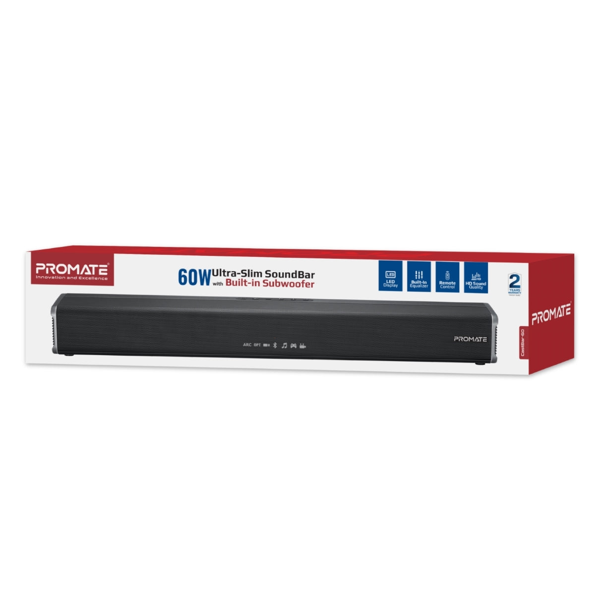 60W Ultra-Slim SoundBar with Built-in Subwoofer