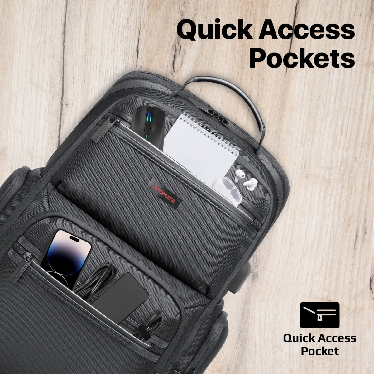 Robuuste lichtgewicht rugzak voor 15,6-inch laptops met compartimenten