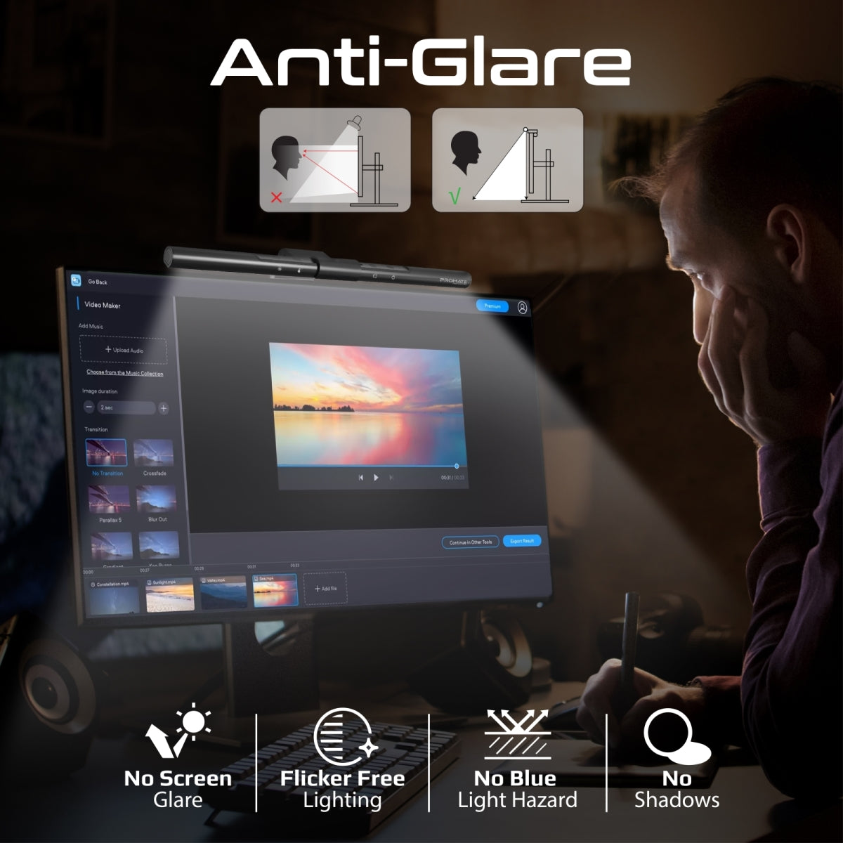 LumiBar™ Touch Controlled LED-monitorlamp met draadloze controller