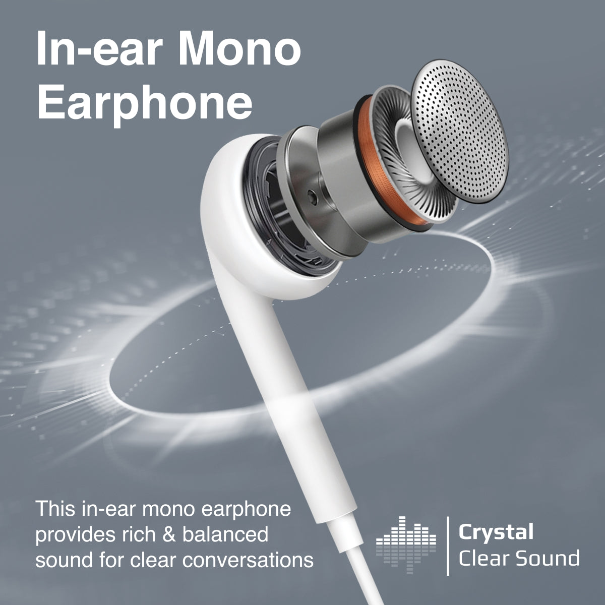 Ergonomischer In-Ear-USB-C-Mono-Kopfhörer mit Kabel