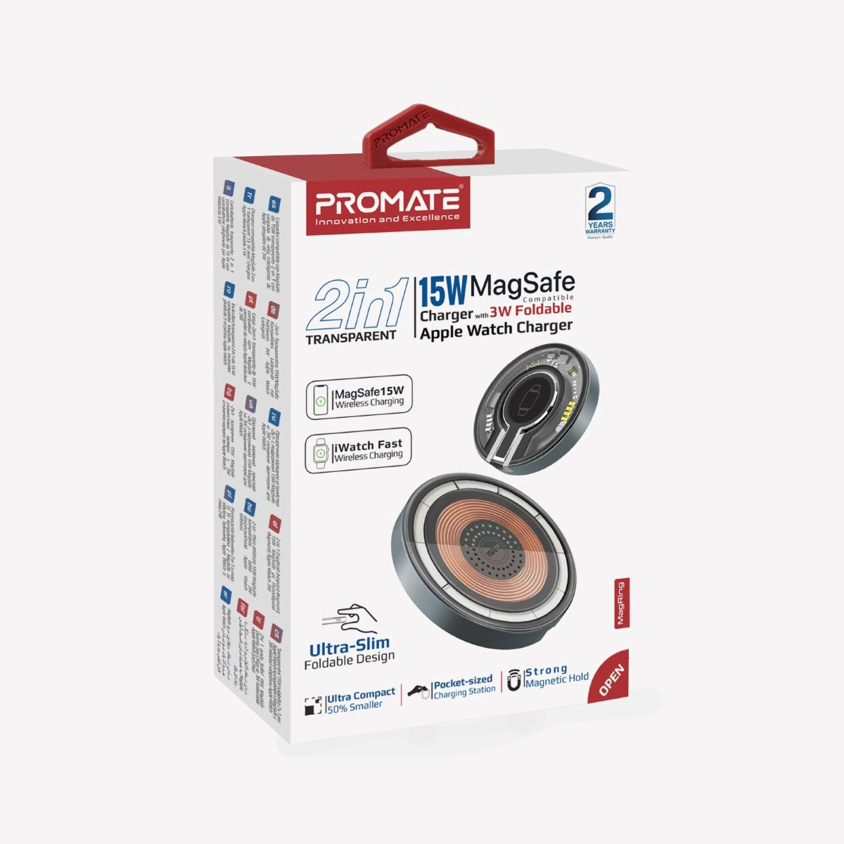 2-in-1 transparante 15W MagSafe-compatibele oplader met 3W opvouwbare Apple Watch-oplader