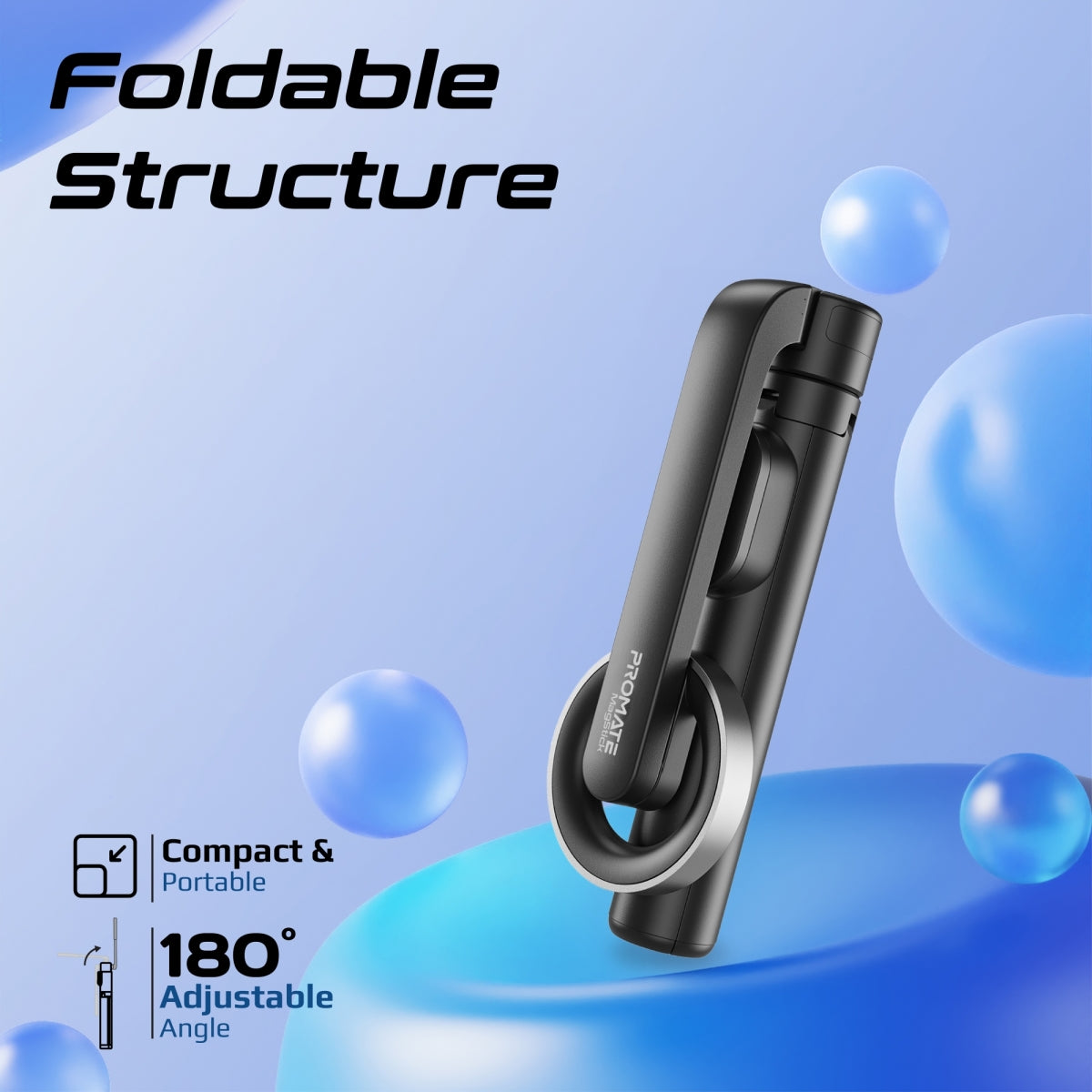 MagSafe Compatible Foldable Selfie Stick with BT Remote Control