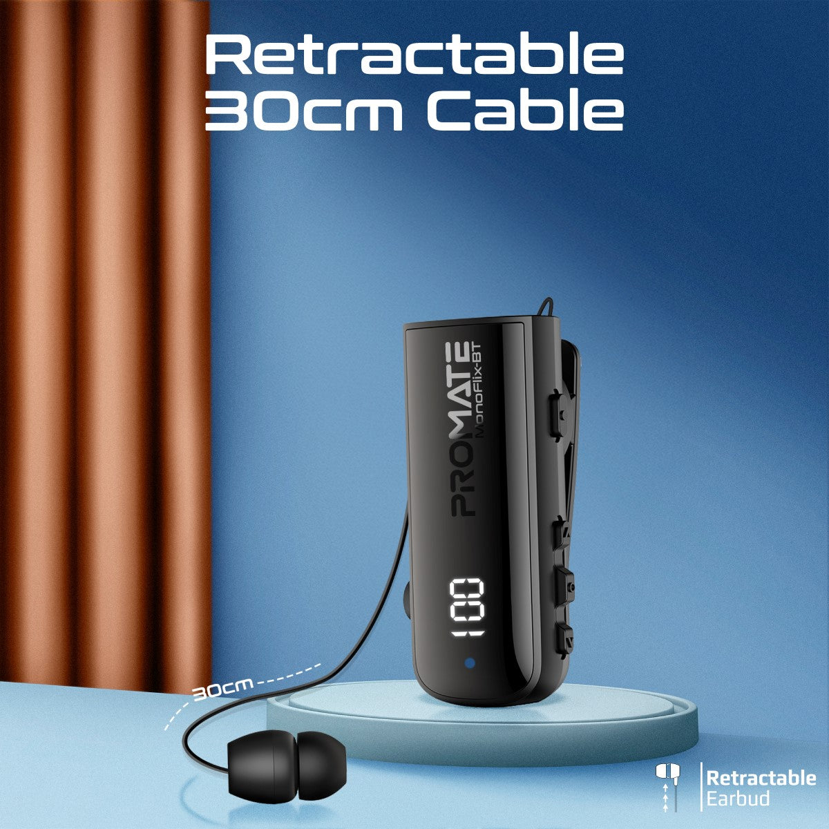 Dynamic High-Definition Bluetooth 5.3 Retractable Mono ENC Earphone