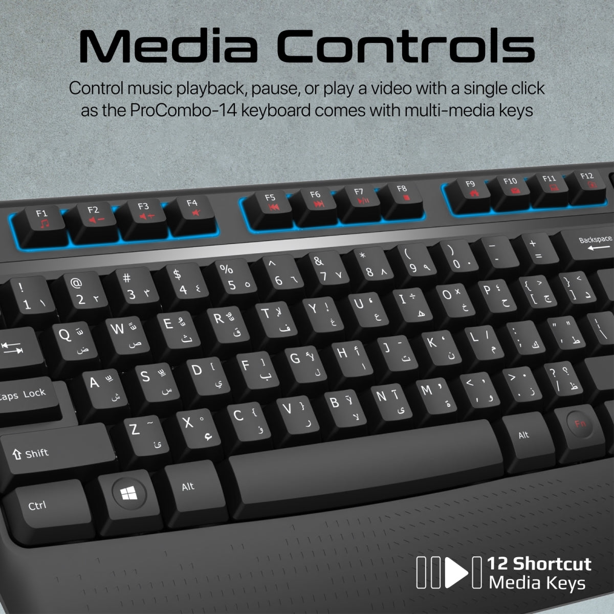 Ergonomische kabellose Multimedia-Tastatur mit Handballenauflage und beidhändig bedienbarer Maus