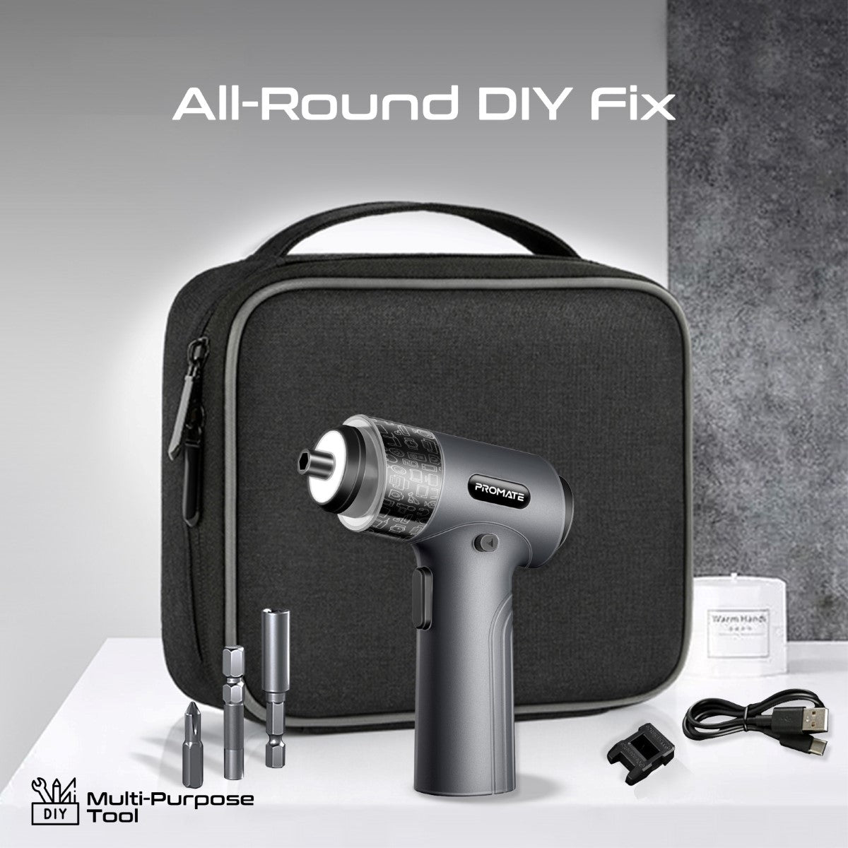 36-Pieces Wireless Electric Screwdriver Kit with LED Fill Light