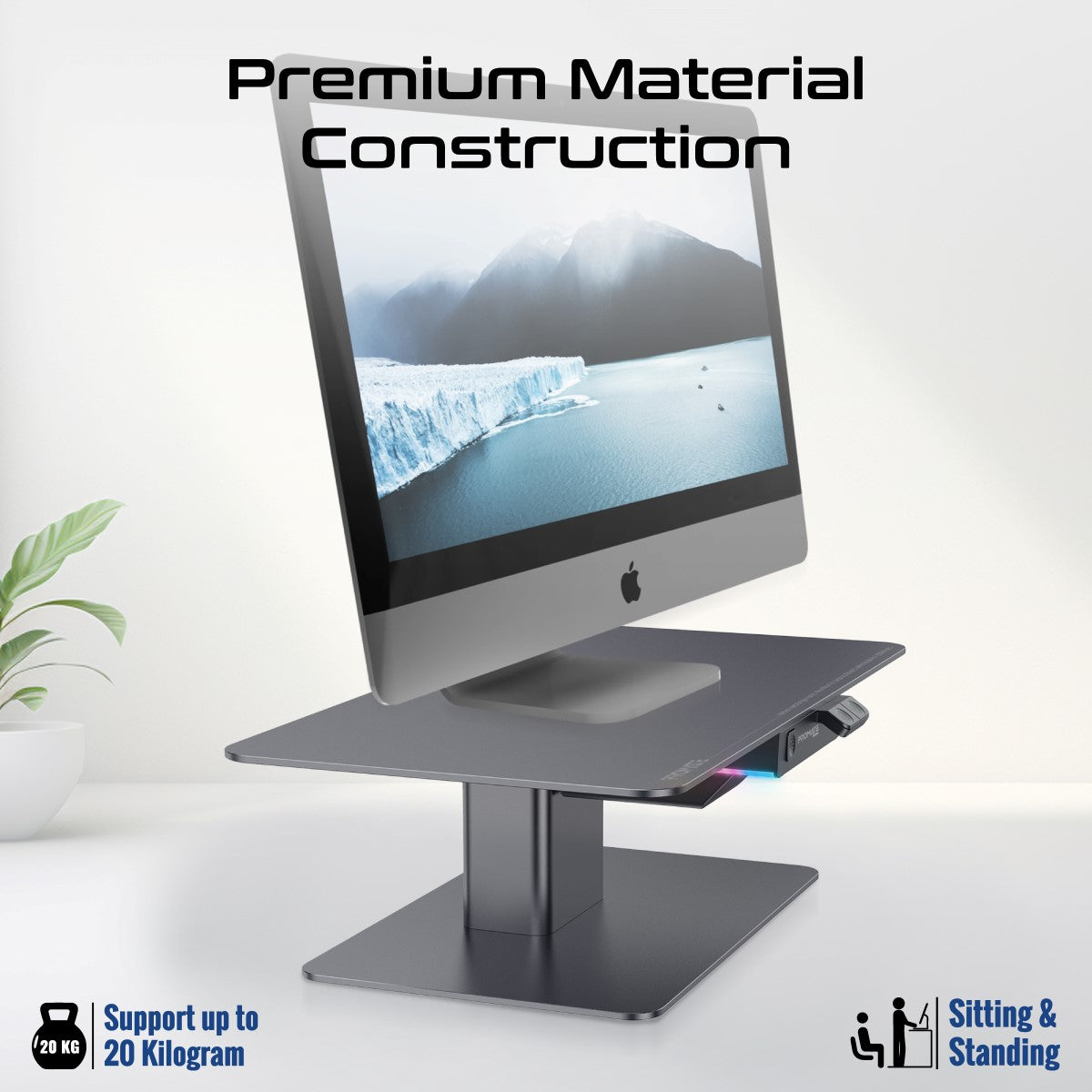 Motorized Ergonomic Monitor & Laptop Stand with Built-In USB Hub