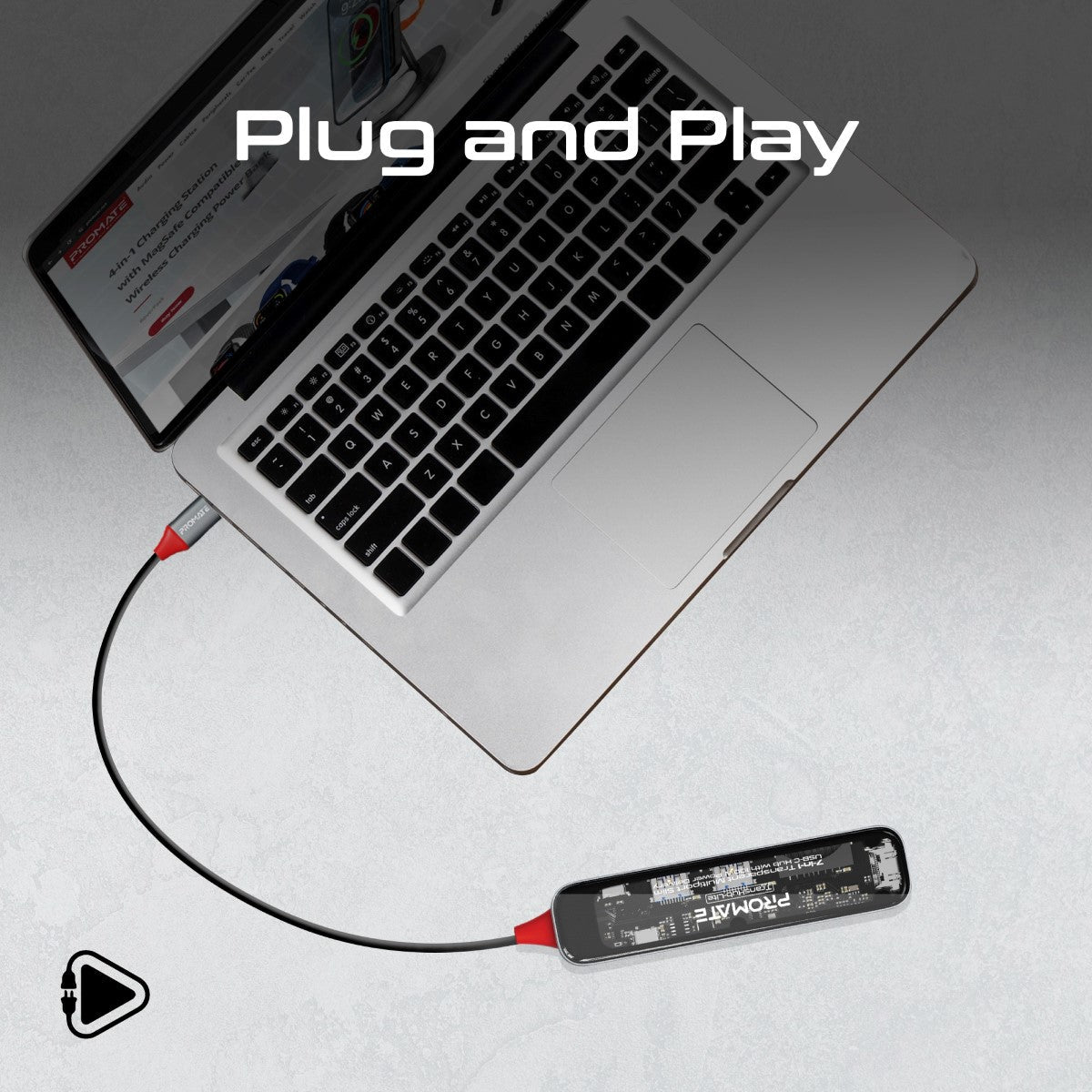 7-in 1 Transparent Multiport Slim USB-C Hub with 100W Power Delivery