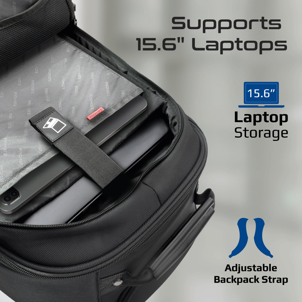 Grote capaciteit trolleytas met meerdere compartimenten voor 15,6" laptops