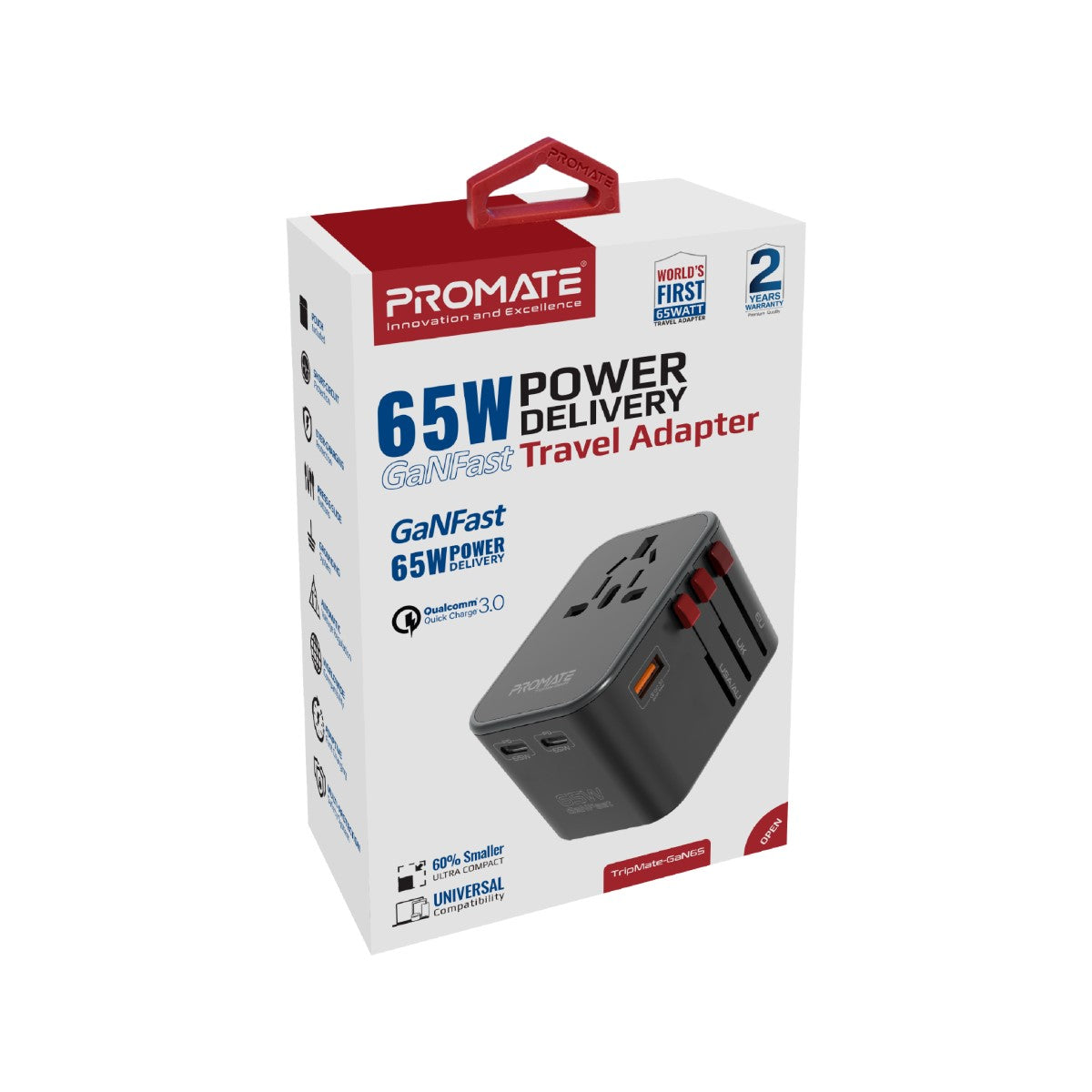 65W Power Delivery GaNFast™ Reisadapter