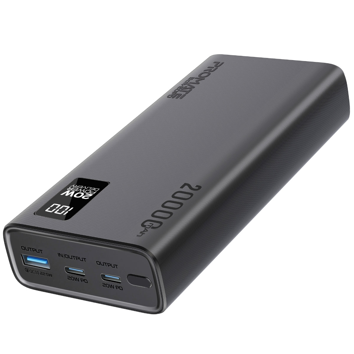 Compacte Smart Charging Power Bank met 20W PD Dual USB-C en 22,5W USB-A poorten