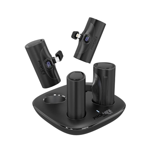 Ultrakompaktes 4-teiliges Schnelllade-Powerbank-Kit mit integrierten USB-C- und Lightning-Anschlüssen