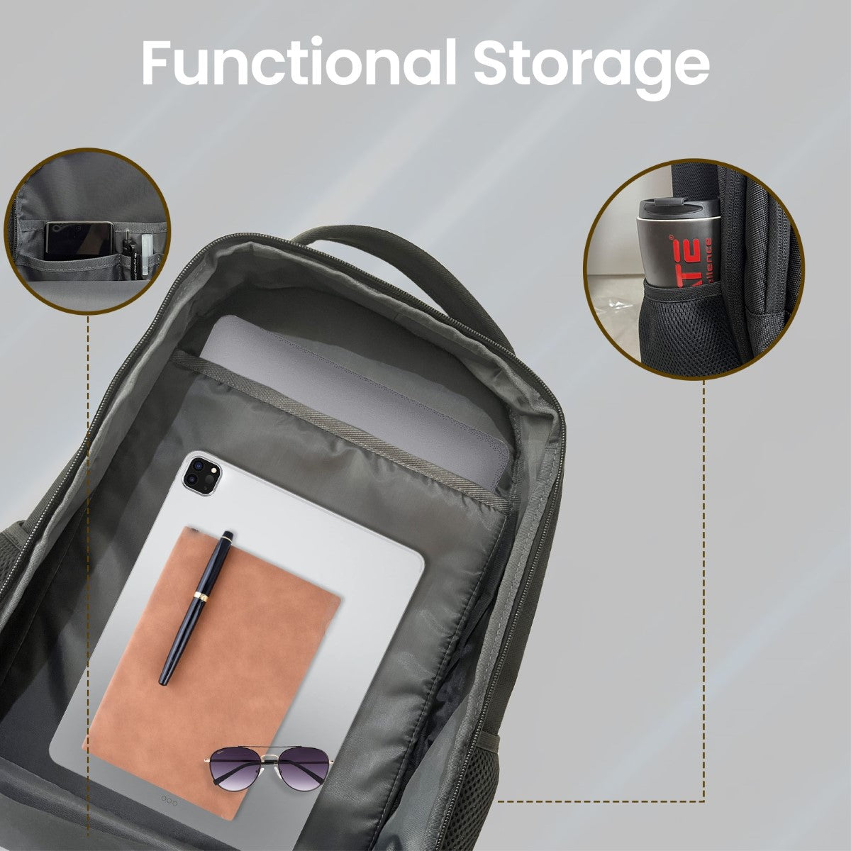 Large Capacity Backpack with Multiple Compartments for 15.6” Laptops