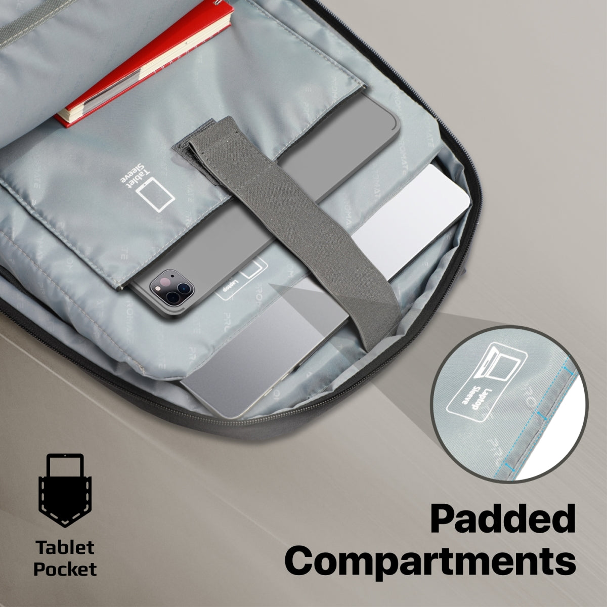 Robuster, leichter Rucksack für 15,6-Zoll-Laptops mit Fächern