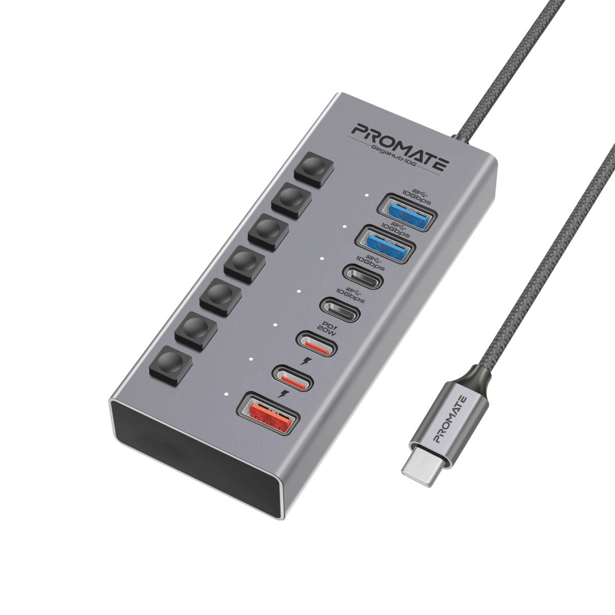 7-in-1-Hochgeschwindigkeits-Multiport-10-Gbit/s-Daten- und Lade-Hub