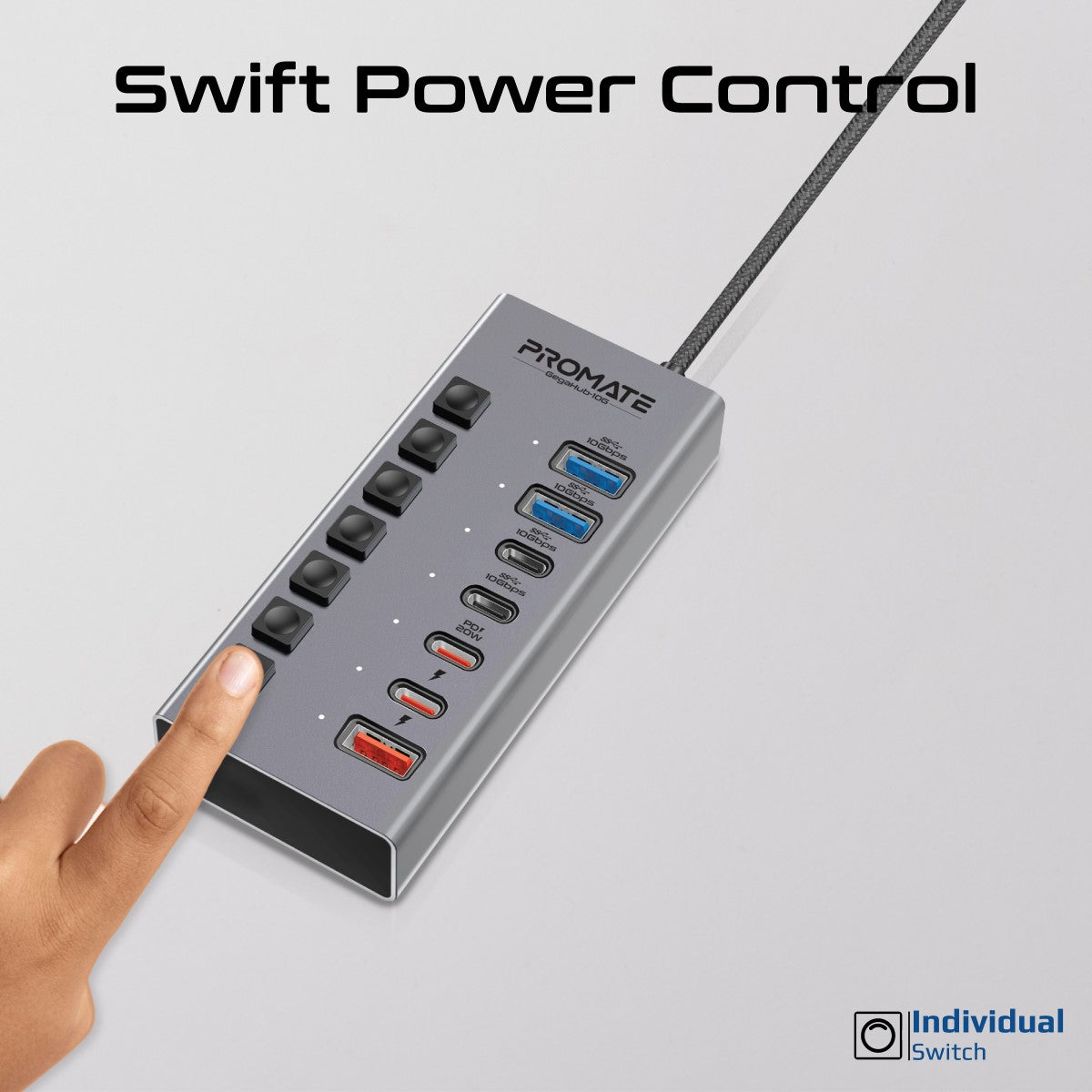 7-in-1-Hochgeschwindigkeits-Multiport-10-Gbit/s-Daten- und Lade-Hub
