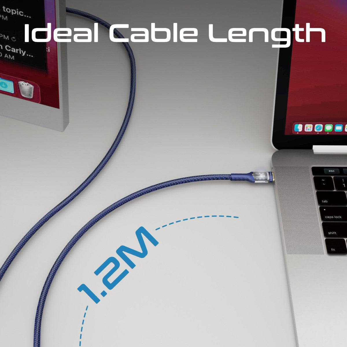 Hochfestes, transparentes 100-W-Power-Delivery-USB-C-Kabel mit LED-Licht