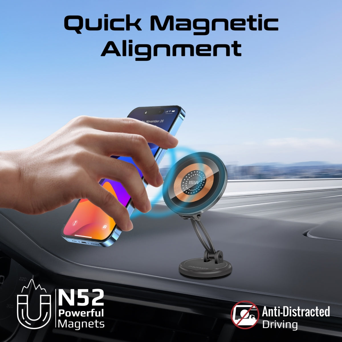 SecureGrip™ 360° Cradleless 15W MagSafe Compatible Car Charger