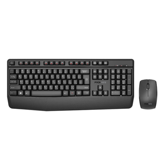 Ergonomische kabellose Multimedia-Tastatur mit Handballenauflage und beidhändig bedienbarer Maus