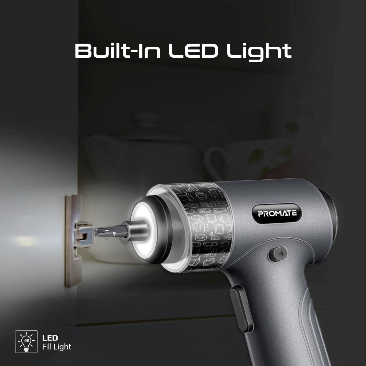 36-Pieces Wireless Electric Screwdriver Kit with LED Fill Light