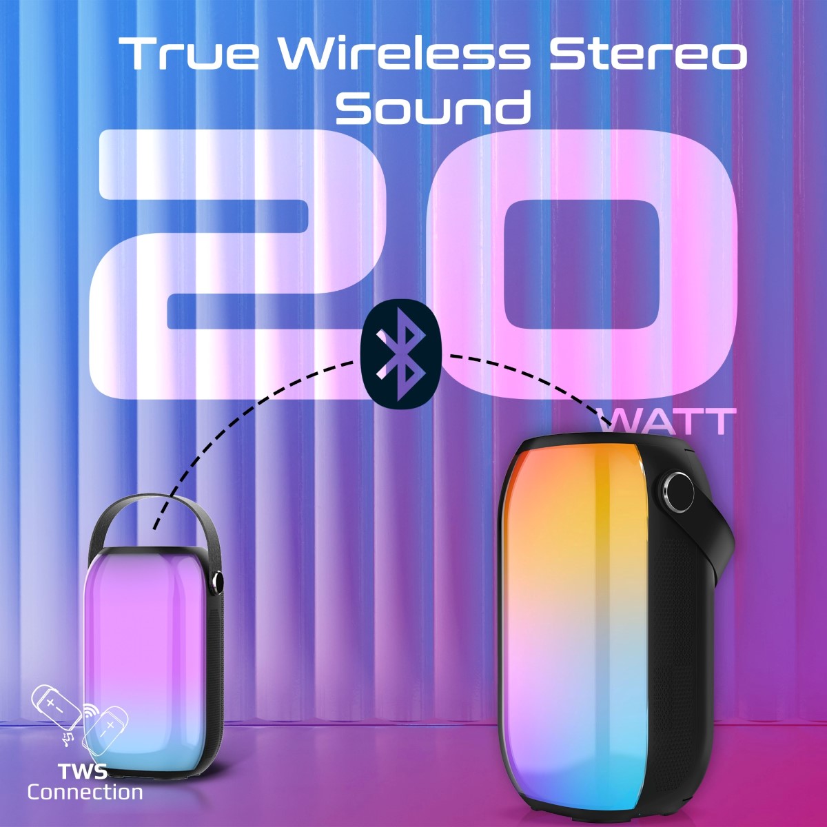 LumiSound™ HD 20W RGB True Wireless Bluetooth v5.3-luidspreker