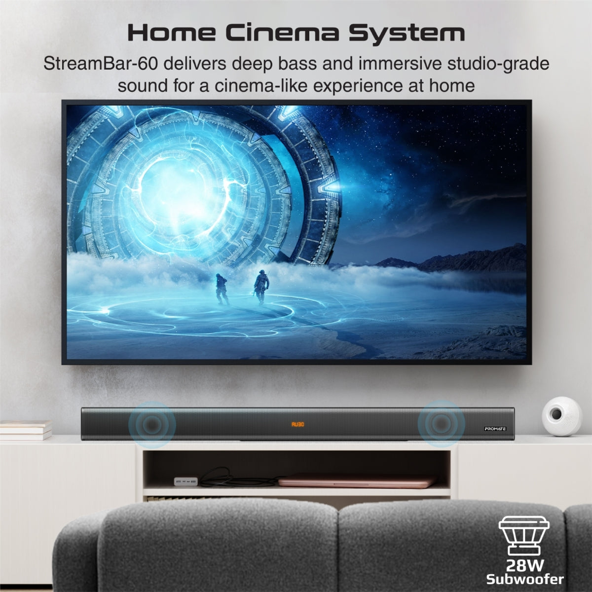 60-W-BassBoost™-SoundBar mit Subwoofer