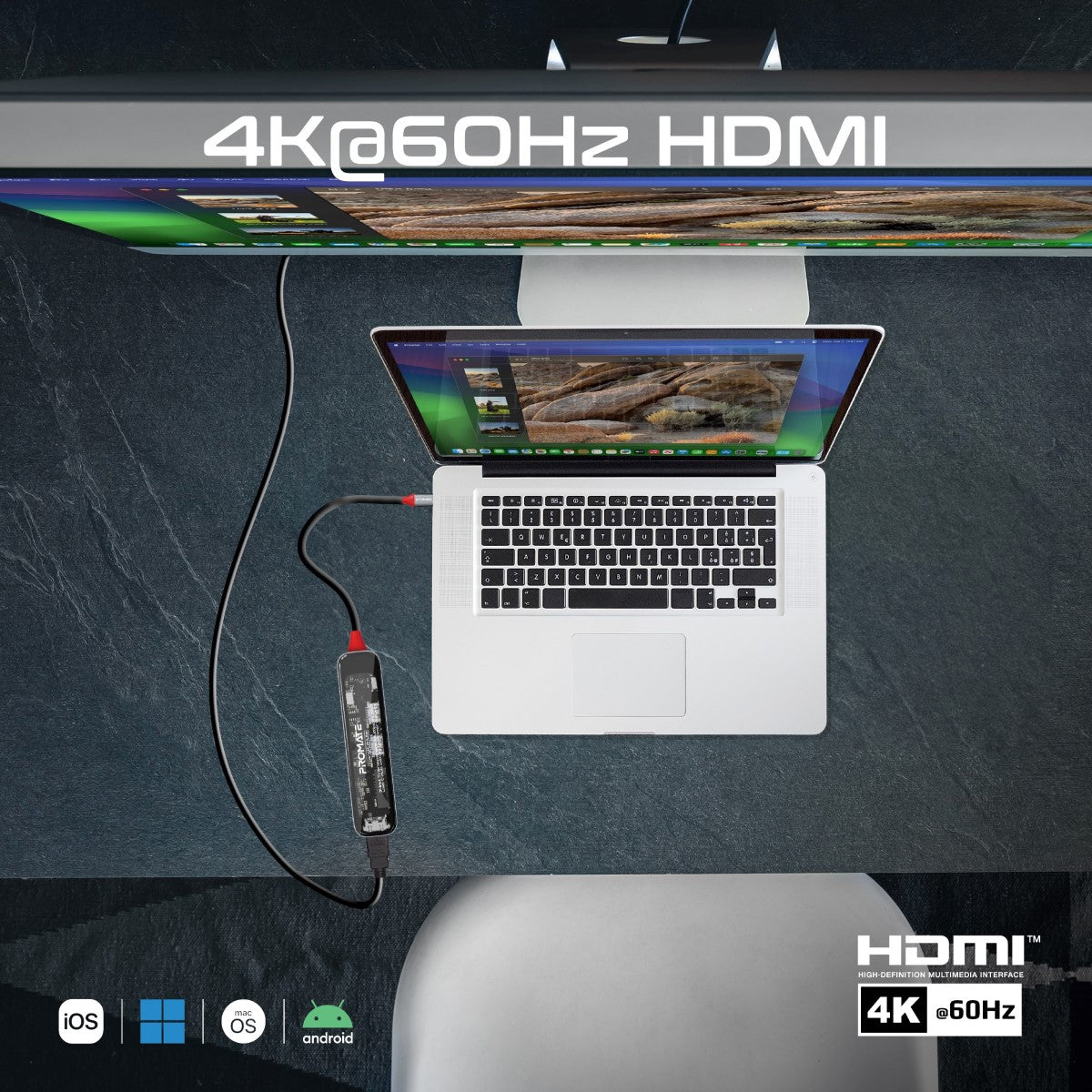 7-in-1 transparante multipoort slanke USB-C-hub met 100W Power Delivery